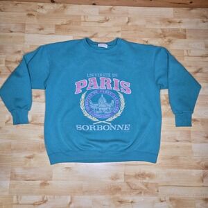 VINTAGE UNIVERSITY OF PARIS SORBONNE SWEATSHIRT UNIVERSITÉ DE PARIS SZ XL TEAL